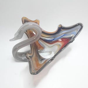 Vintage Art Glass Swan Colorful swirl