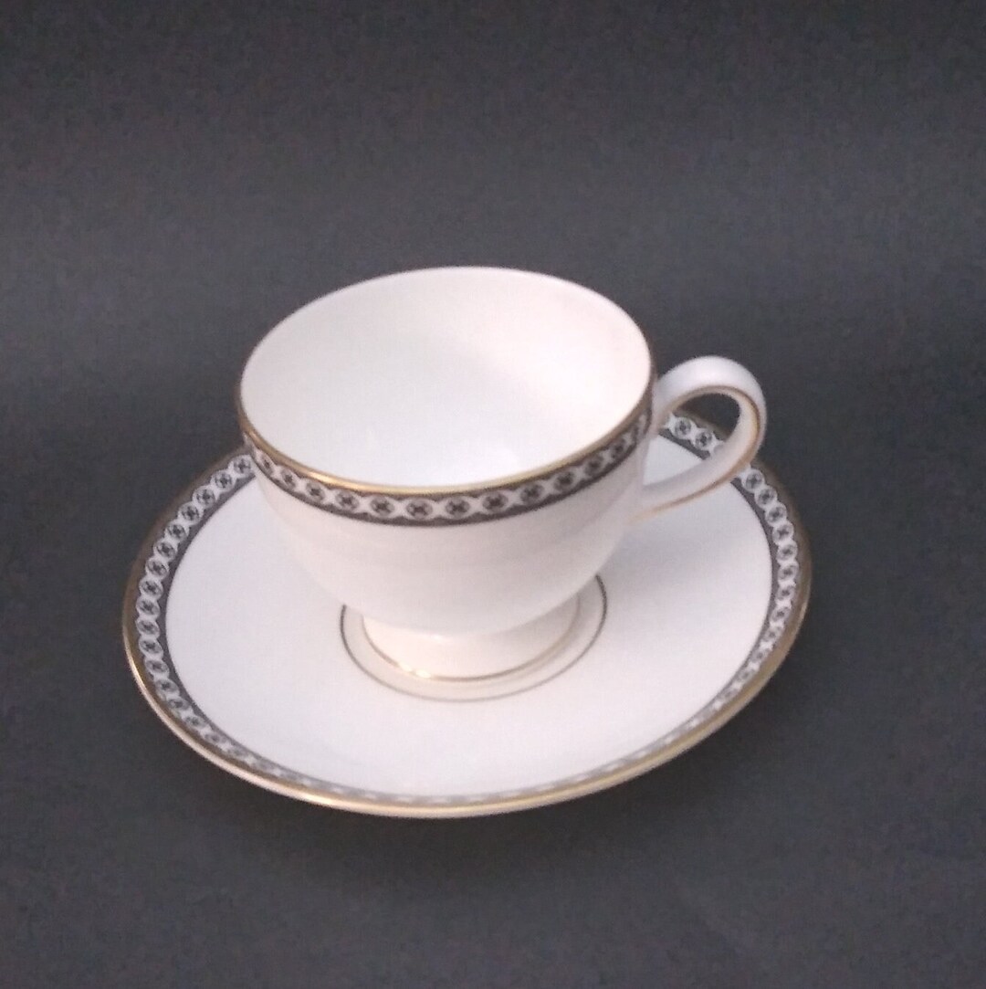 Vintage Wedgwood Black Ulander Bone China Cup and Saucer Made in