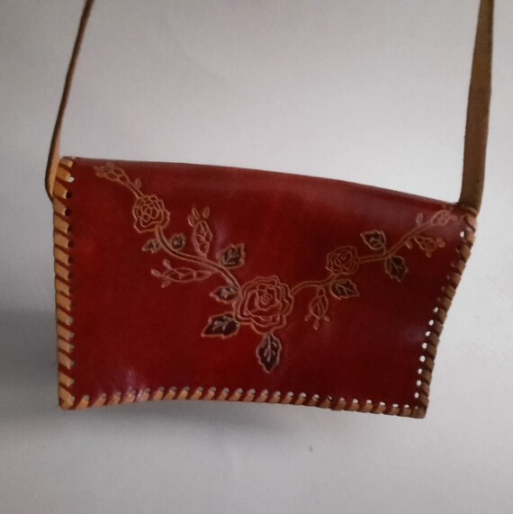 Vintage Genuine Leather Purse Crafted In India Red - image 8