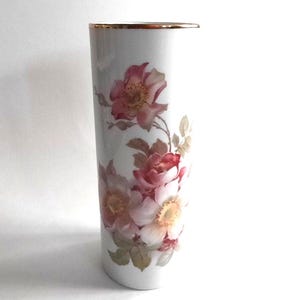 Western Germany Hand Painted Porcelain Vase Pink Flowers Pattern
