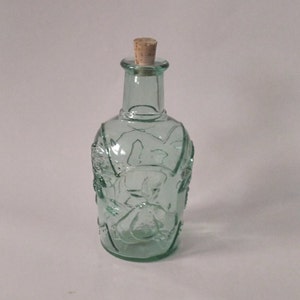 Libbey Green Glass Bottle Decanter Embossed Fruit Design