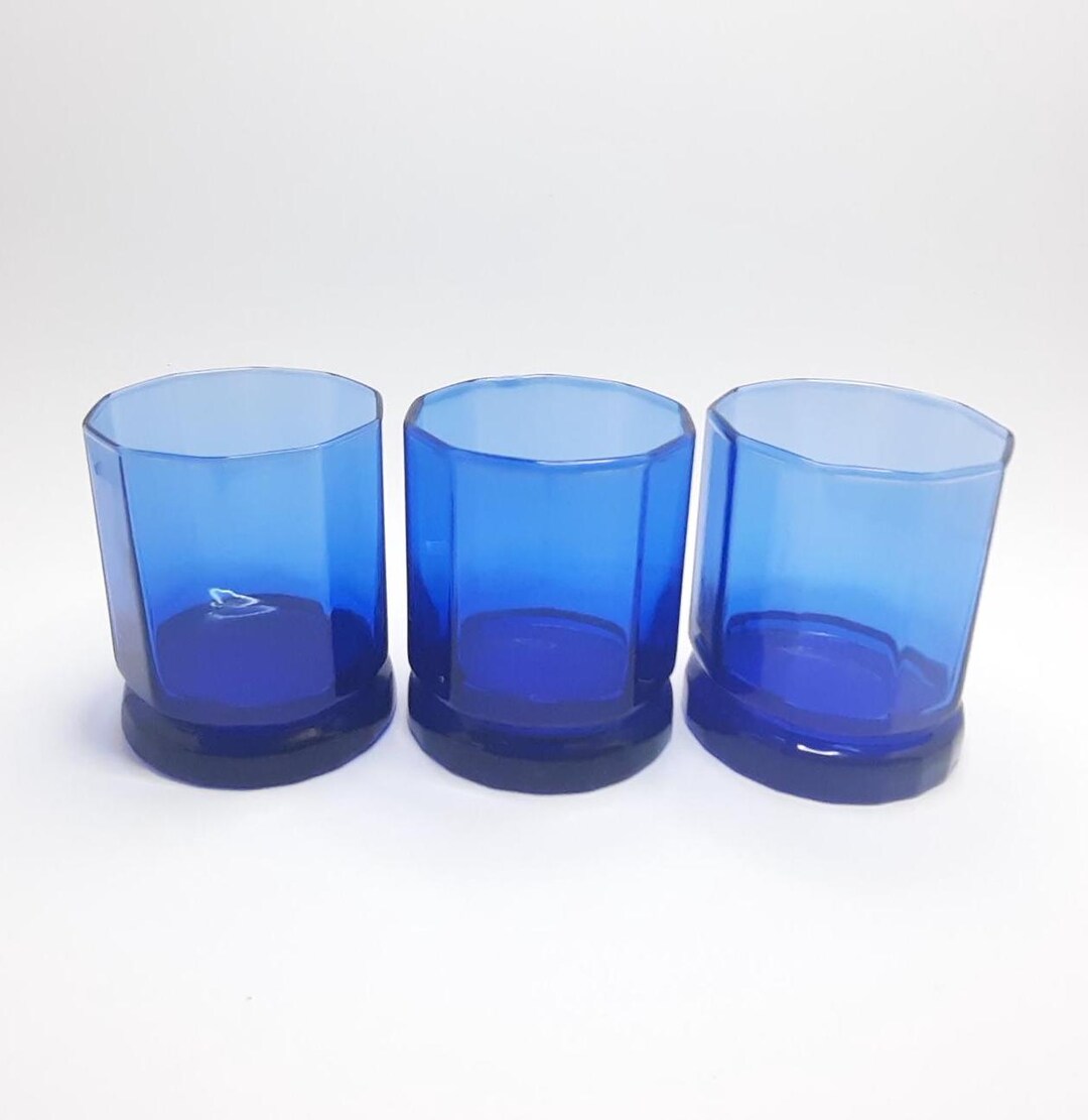 Vintage Set of 4 Anchor Hocking Cobalt Blue Glasses - Etsy