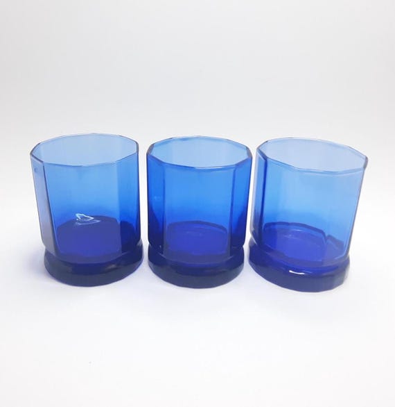 Vintage Set of 4 Anchor Hocking Cobalt Blue Glasses - Etsy