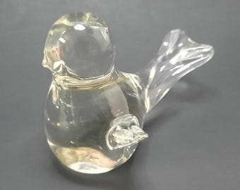 Vintage Glass Paperweight Bird