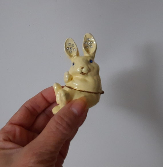Enameled Ceramic Jeweled Bunny Rabbit Lot Ot Two Trin… - Gem