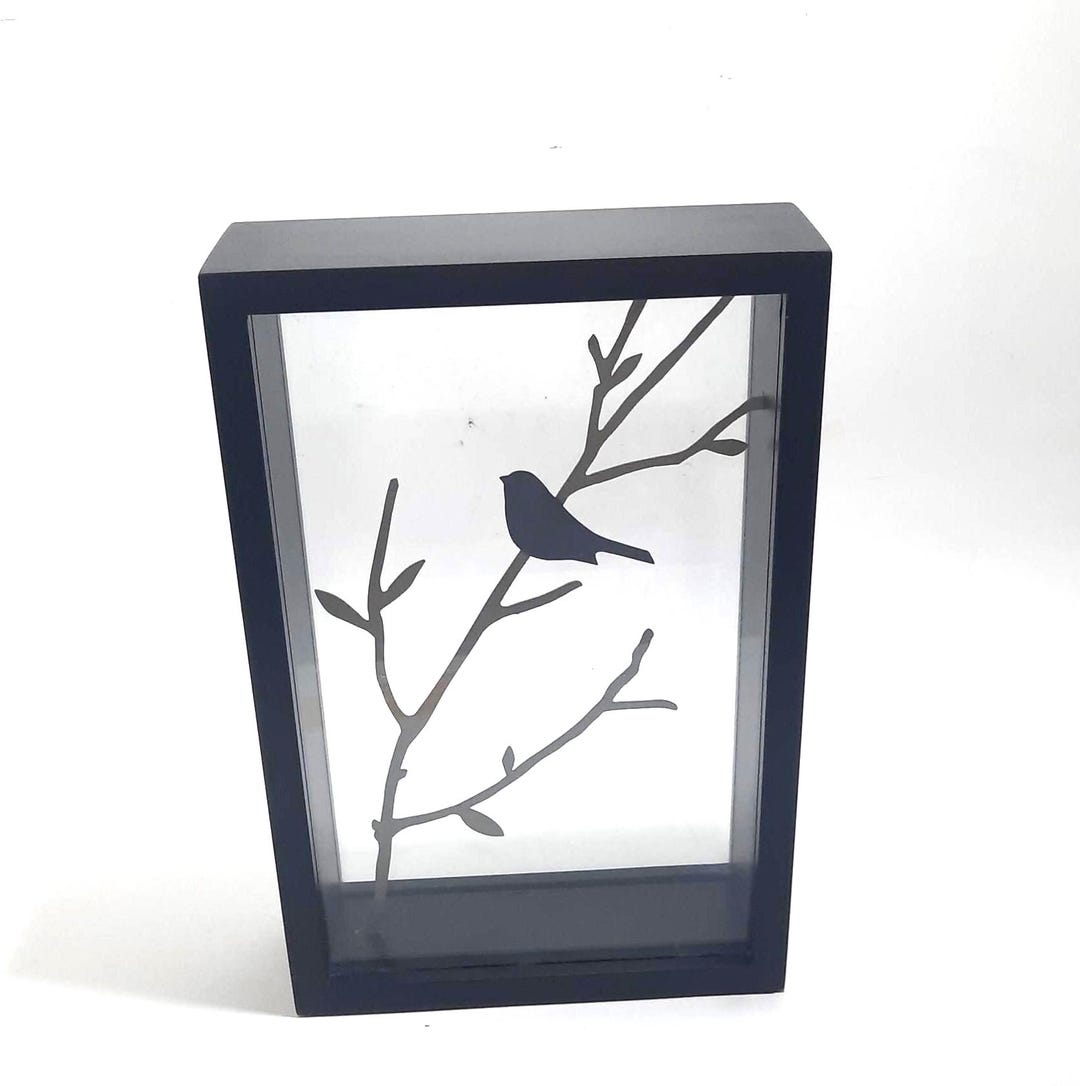 Modern Bird Silhouette Shadow Box Frame Black Minimalist Wall Art ...