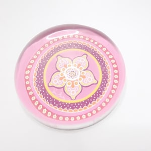 Vera Bradley Pink Glass Paperweight Floral design