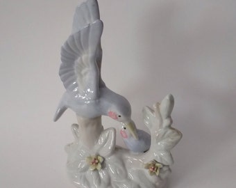 Blue Porcelain Hummingbird Figurine