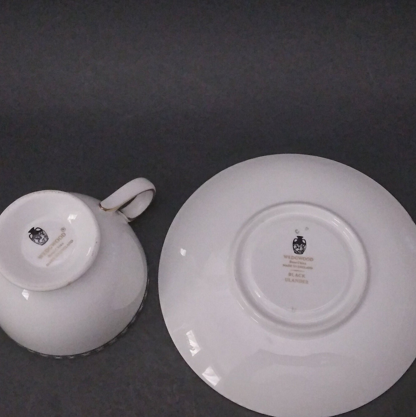 Vintage Wedgwood Black Ulander Bone China Cup and Saucer Made in