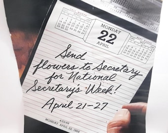 Vintage Poster Calendar Send Flowers to Secretary for National Secretary's Week