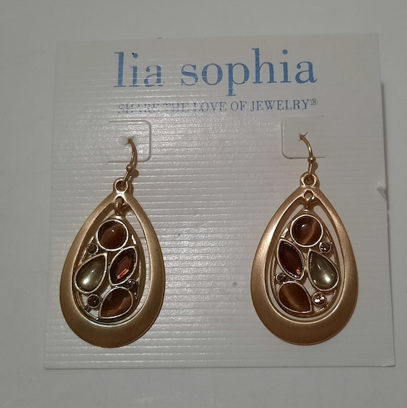 Tear Drop Lia Sophia Gold Tone Earrings