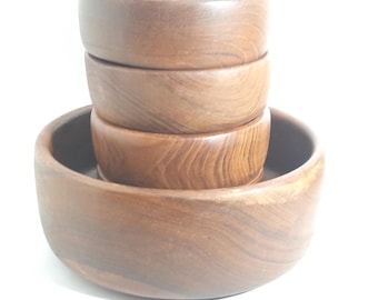 Vintage Teak Wood Thailand Set Salad Bowls