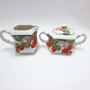 Crownford Strawberry Sugar And Creamer Bowls Made In England
