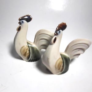 Vintage Pair of Porcelain Rooster Figurine