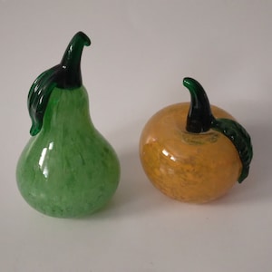 Glass Fruits Paperweights Green Pear Apple