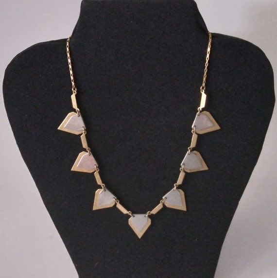 J. CREW  Necklace Silver And Gold Tone Triangle Sh