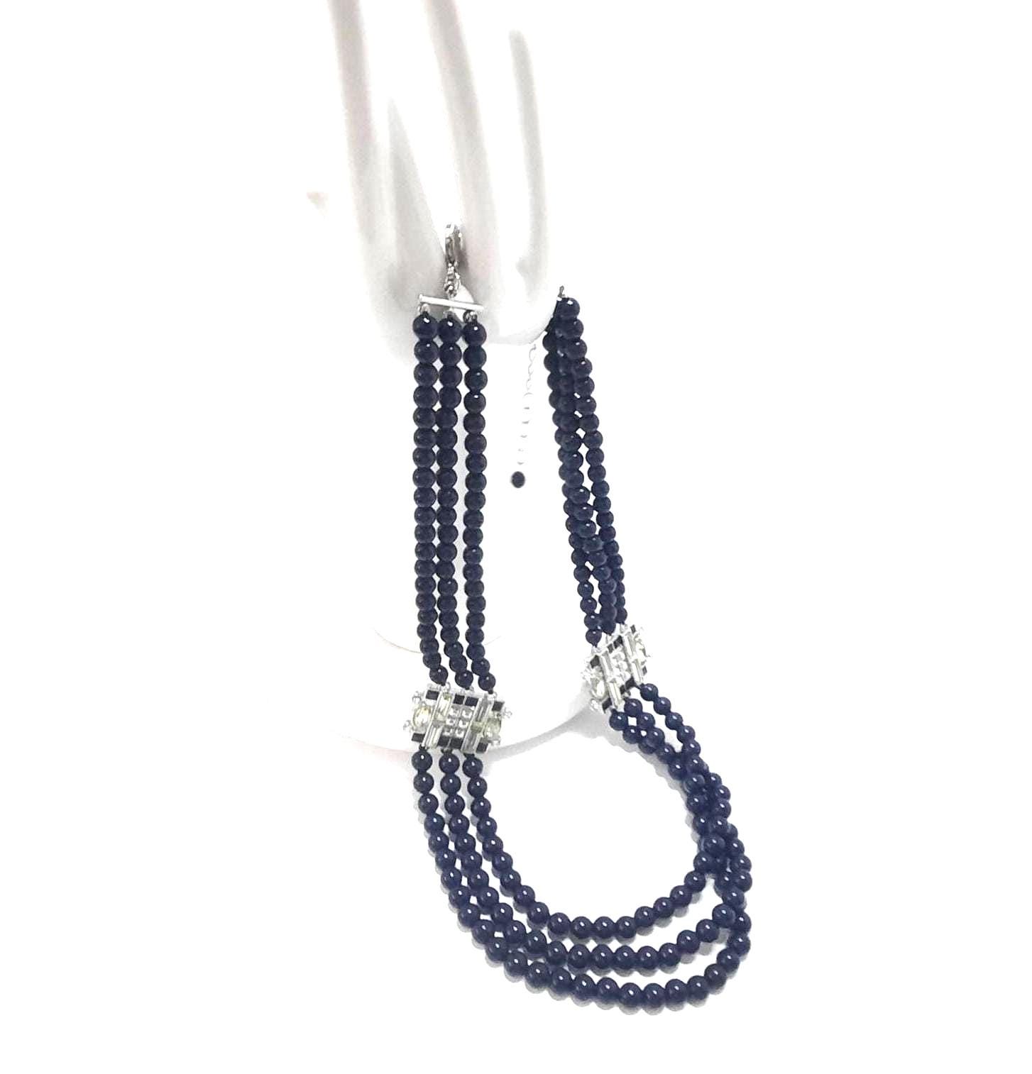 Collier Trois Brins De Perles Lia Sophia - Argenté, Occasion - Bijou élégant Vintage