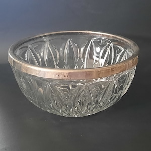 Vintage Silver-Plated Mount Crystal Bowl Made In England