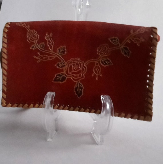 Vintage Genuine Leather Purse Crafted In India Red - image 3