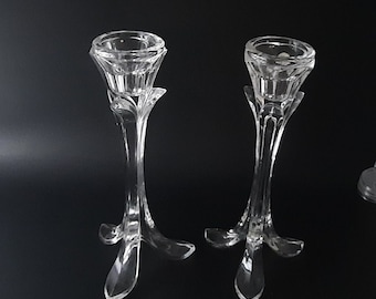 Genuine Lead Crystal D' Arques Pair Candleholders France