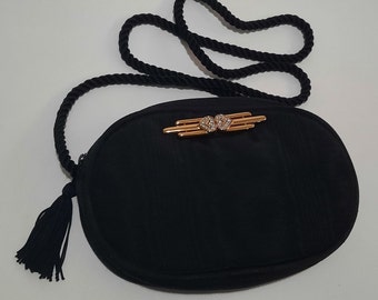 Black Mone Purse With Gold And Rhinestone