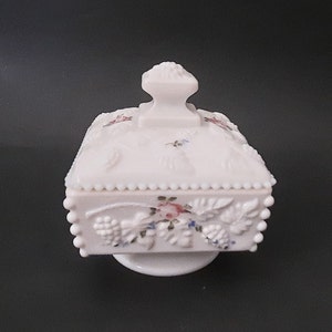 Vintage White Milk Glass Pedestal Candy Dish