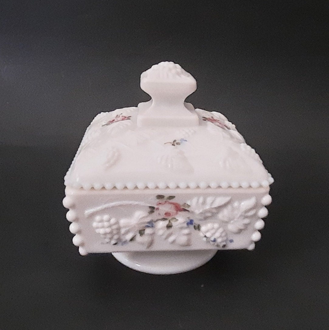 Vintage White Milk Glass Pedestal Candy Dish