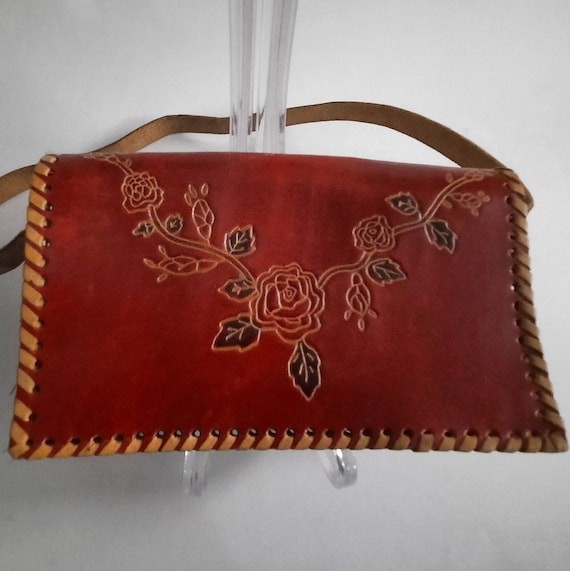 Vintage Genuine Leather Purse Crafted In India Red - image 4