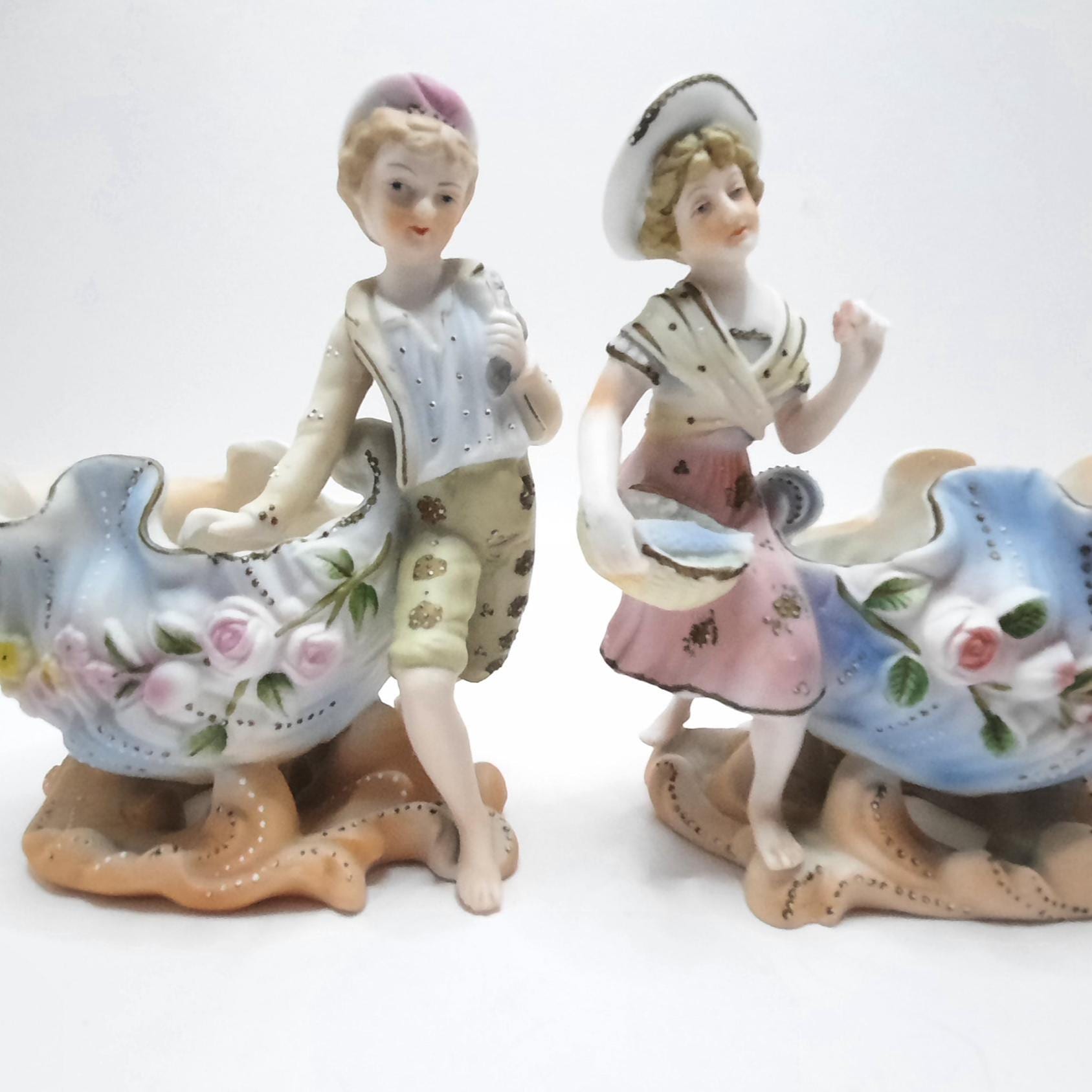 ARDALT 置物 人形 女性 首振り 花器 鉢 陶器 2点 レトロ ビンテージ Vintage ARDALT Hand Painted Planter Vase Lady and Man Ceramic