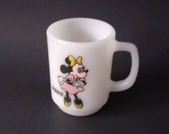 Disney Minnie Mouse Taza Vintage Glass Anchor Hocking Pepsi Collector