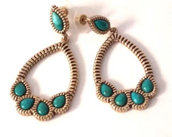 Studio BARSE THAI Earrings Silver Tone Turquoise Blue beads