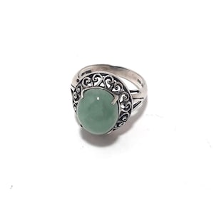 Sterling Silver Thailand CNA 925 Jade Ring - Size 7