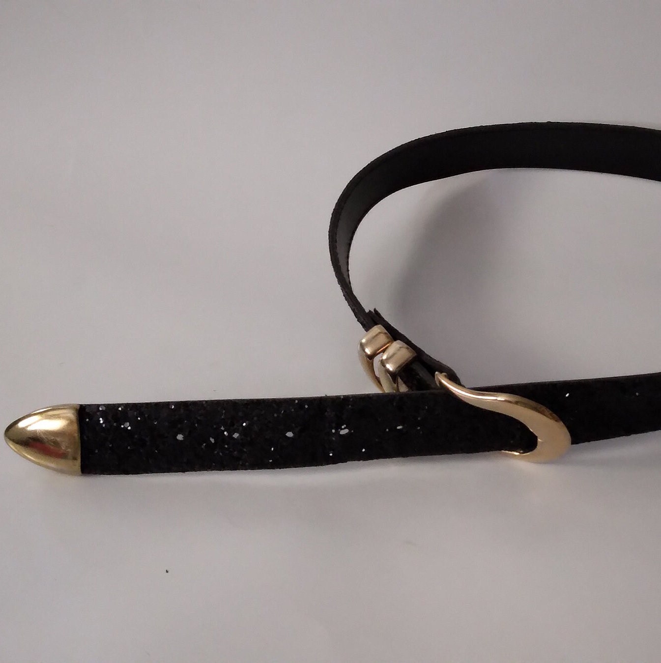 Black and Gold Glitter Women Belt A. BROD Made in USA - Etsy display picture 1