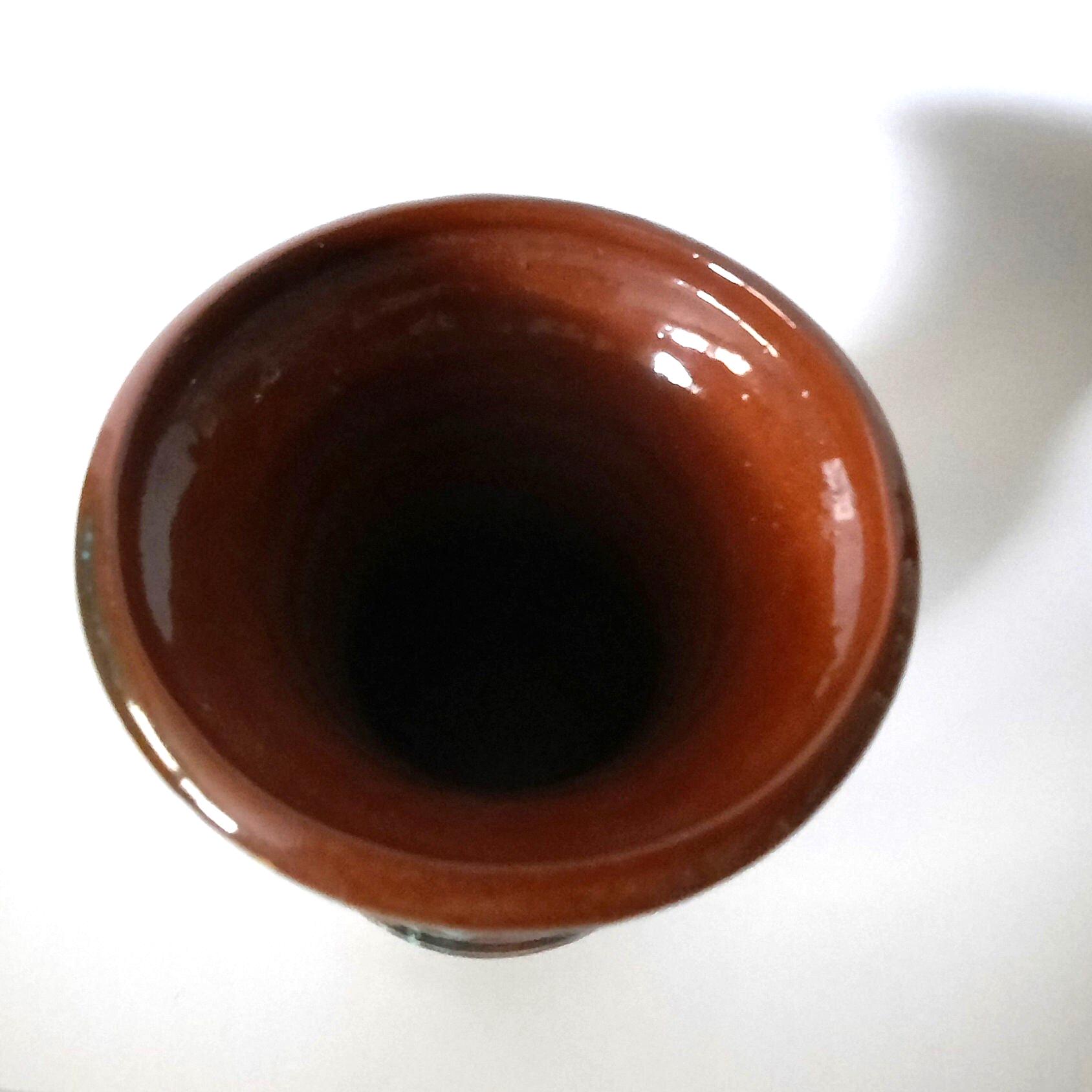 手作りのドリップ ガゼット アート 陶器の花瓶 緑と茶色 - Etsy 日本
