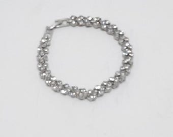 Braccialetto vintage in argento con strass