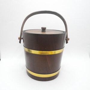 Vintage wooden Ice Bucket with Gold Trim