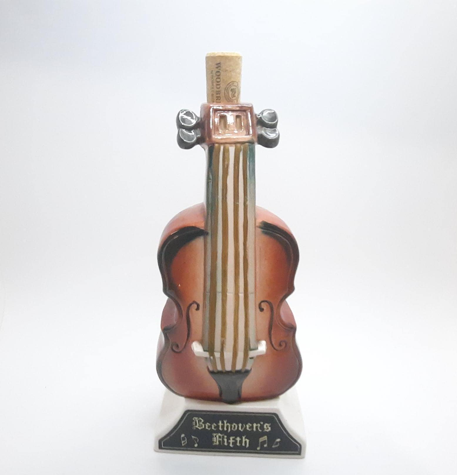 Vintage Beethoven's Fifth Violin Shaped Music Liquor Box Empty