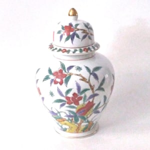 Vintage Andrea By Sadek Porcelain Ginger Jar Red with White Flowers
