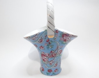 Vase de jardin vintage cachemire en porcelaine avec anse
