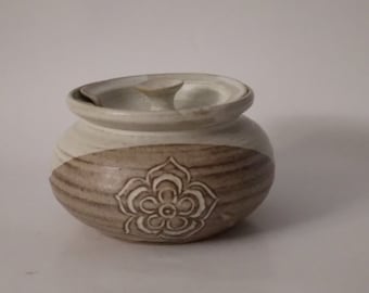 Studio Art Pottery Sugar Bowl Brown And Beige