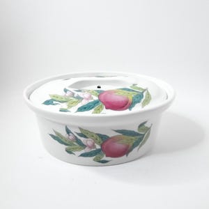Porcelain De Paris France Decor Abondance Casserole Dish Peach Fruit Pattern