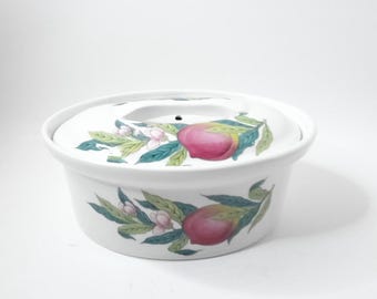 Cacerola de porcelana De Paris France Decor Abondance con diseño de frutas de melocotón