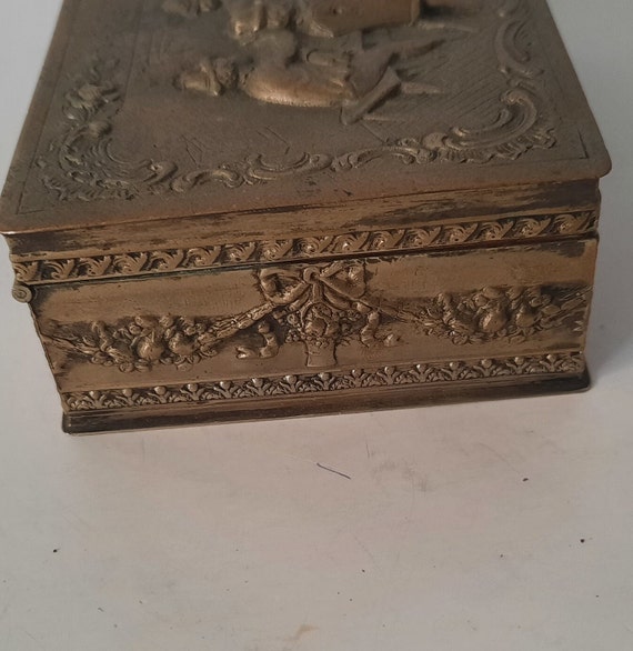 Vintage Wooden Brass Overlaid Cigarette Box - image 6
