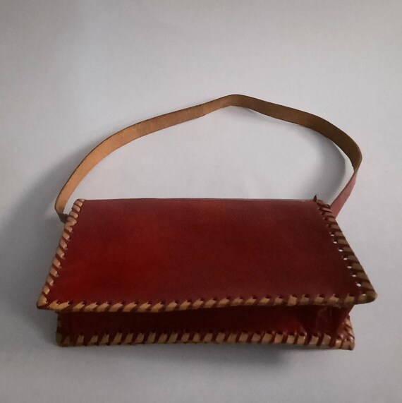Vintage Genuine Leather Purse Crafted In India Red - image 7