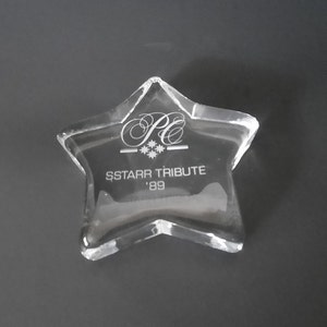 SSTARR TRIBUTE Clear Glass Paperweight &#39;89