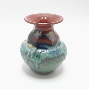 Vintage Pottery Vase Signed Mangum Green and Brown
