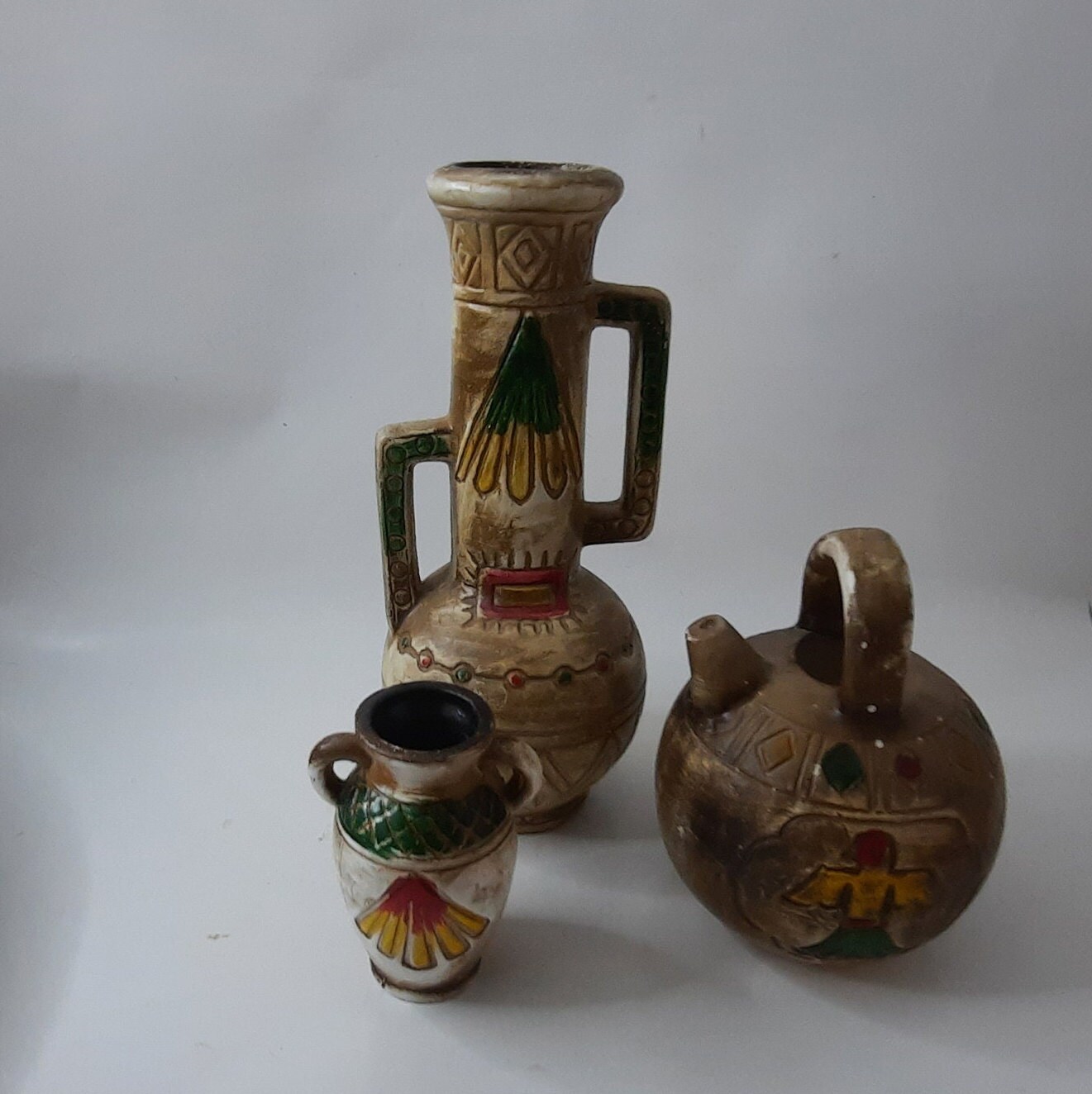 Vintage Indian Symbol Vases Pottery Etsy
