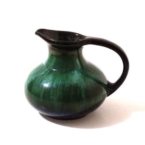 Vintage Blue Mountain Pottery Green Pitcher Vase - 4&quot; Tall