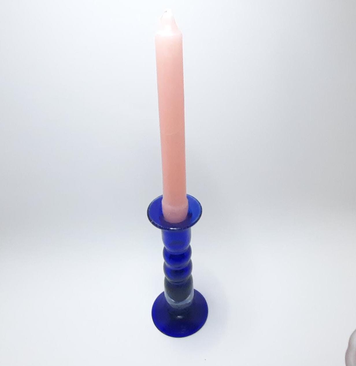 コバルトブルーガラスキャンドルホルダー - Etsy 日本