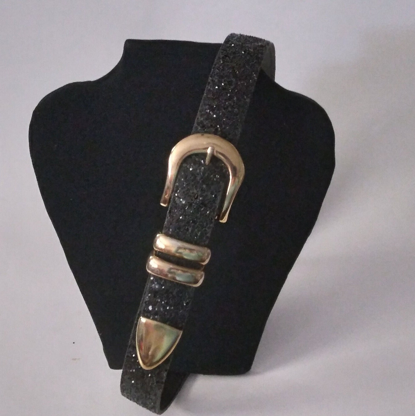 A. BROD Vintage 80\'s Black Rhinestone And Glitter 7/8\